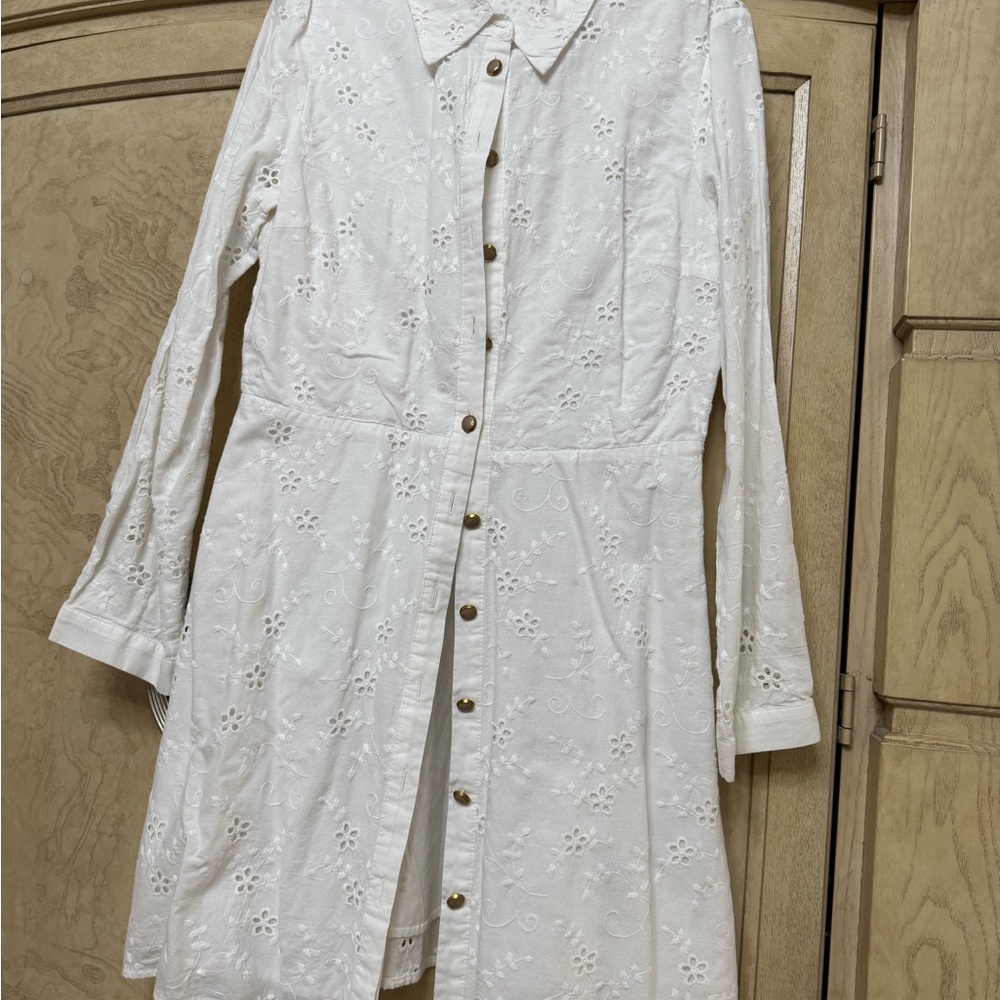 Zara White Floral Long Sleeve Dress